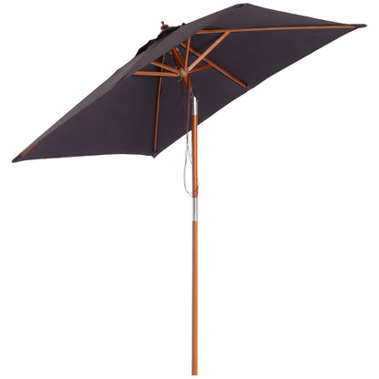 Umbrella 200 x 150 x 235 cm Tiltable Garden Umbrella 3-Level Adjustable Rectangular Beach Umbrella Water-Resistant and UV-Resistant for Beach Balcony Terrace Garden Dark Gray