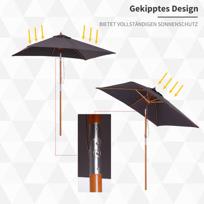 Umbrella 200 x 150 x 235 cm Tiltable Garden Umbrella 3-Level Adjustable Rectangular Beach Umbrella Water-Resistant and UV-Resistant for Beach Balcony Terrace Garden Dark Gray