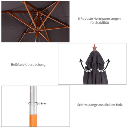 Umbrella 200 x 150 x 235 cm Tiltable Garden Umbrella 3-Level Adjustable Rectangular Beach Umbrella Water-Resistant and UV-Resistant for Beach Balcony Terrace Garden Dark Gray