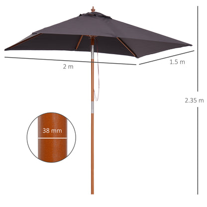 Umbrella 200 x 150 x 235 cm Tiltable Garden Umbrella 3-Level Adjustable Rectangular Beach Umbrella Water-Resistant and UV-Resistant for Beach Balcony Terrace Garden Dark Gray