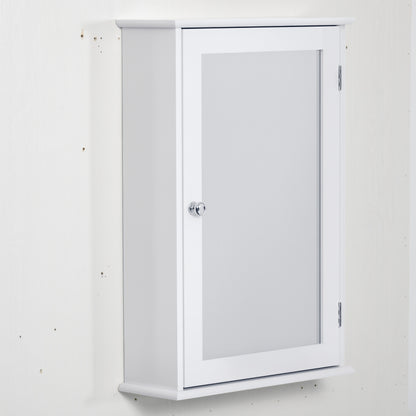 Wall-Mounted Bathroom Mirror Cabinet - Mirror Cabinet - Toilet Storage Cupboard - 1 Door, 2 Shelves - White MDF Glass