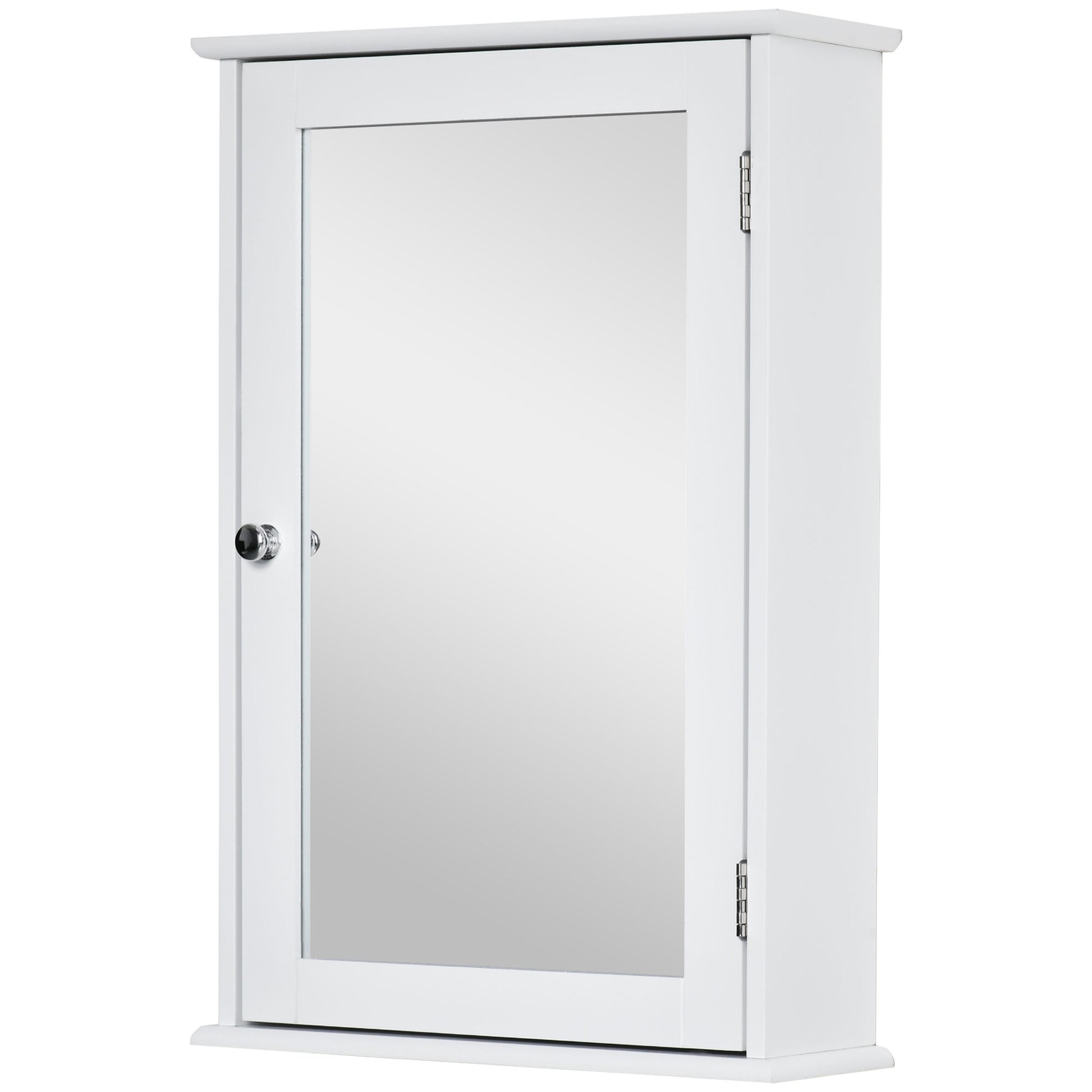 Wall-Mounted Bathroom Mirror Cabinet - Mirror Cabinet - Toilet Storage Cupboard - 1 Door, 2 Shelves - White MDF Glass