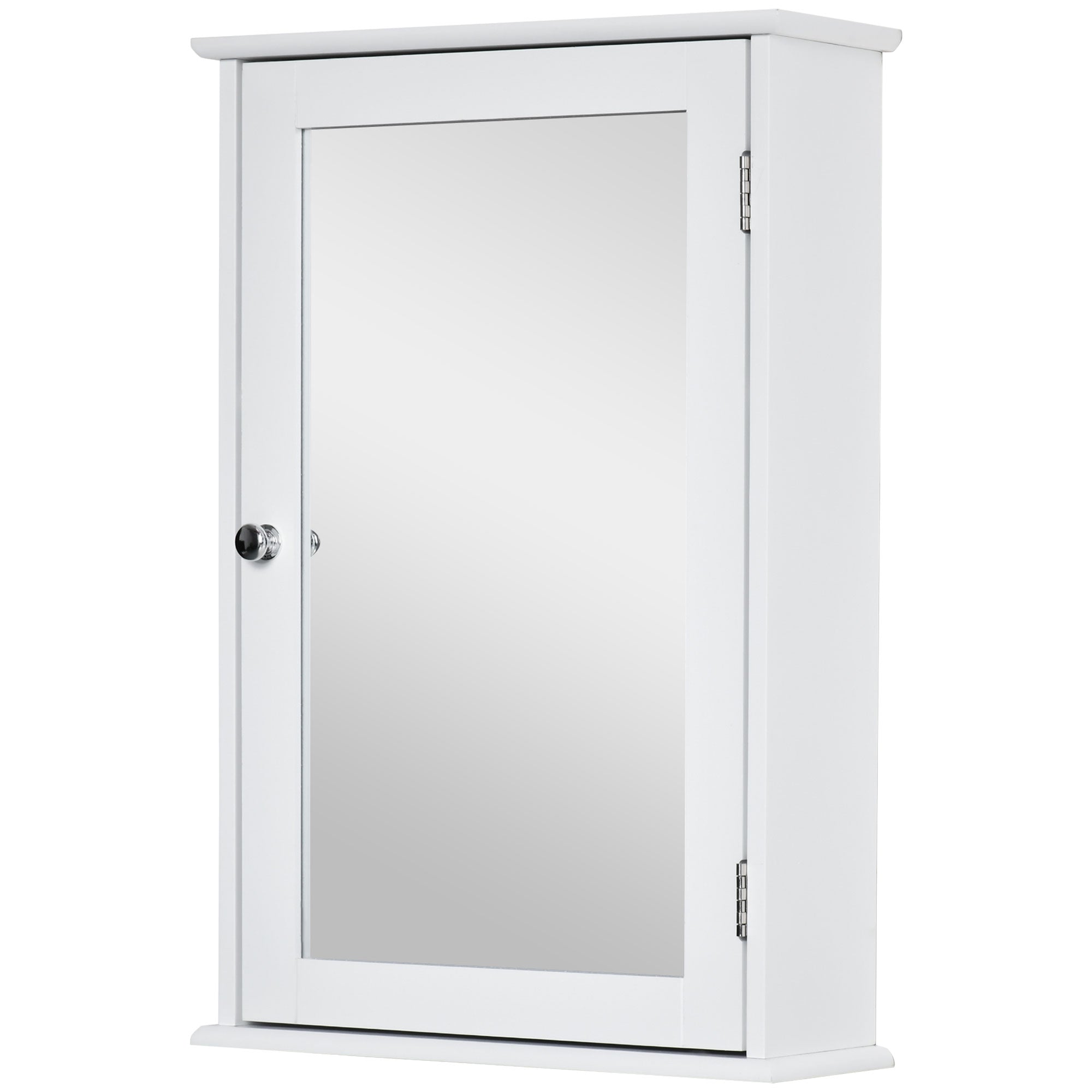 Wall-Mounted Bathroom Mirror Cabinet - Mirror Cabinet - Toilet Storage Cupboard - 1 Door, 2 Shelves - White MDF Glass