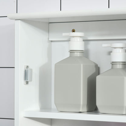 Wall-Mounted Bathroom Mirror Cabinet - Mirror Cabinet - Toilet Storage Cupboard - 1 Door, 2 Shelves - White MDF Glass