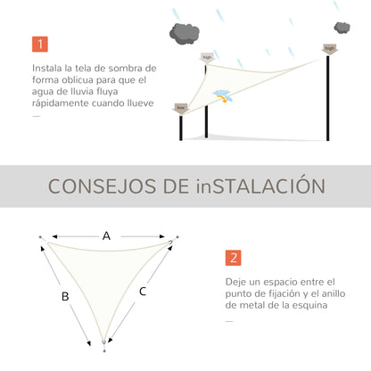 Cream Color Sail Canopy Sunshade Triangle Polyester Fabric Garden Beach Camping Shade Sail (various colors and sizes), 20x20x20 feet size, cream color