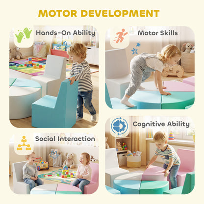 8-Piece Soft Foam Building Blocks for Kids — Table & Stool Design, PU Foam Blocks for Babies & Toddlers, Multicolor
