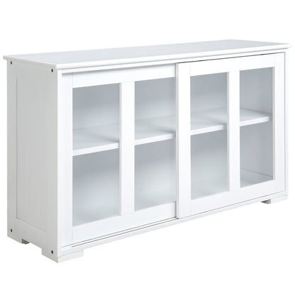 Modern Kitchen Sideboard Stackable Sideboard Kitchen Auxiliary Unit with 2 Sliding Glass Doors and Adjustable Shelf for Dining Room 107x33x62.5 cm White