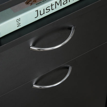 Mobile Filing Cabinet with 2 Drawers, Rolling File Cabinet with Wheels, Open Shelf, Office Cabinet, Desk Under Desk for Office, Home Office, 40 x 35 x 60 cm, Black