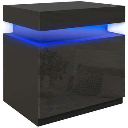 Nightstand with LED Lights Bedside Table with 2 Drawers and Remote Control Night Table for Bedroom Living Room 45x35x52 cm Black