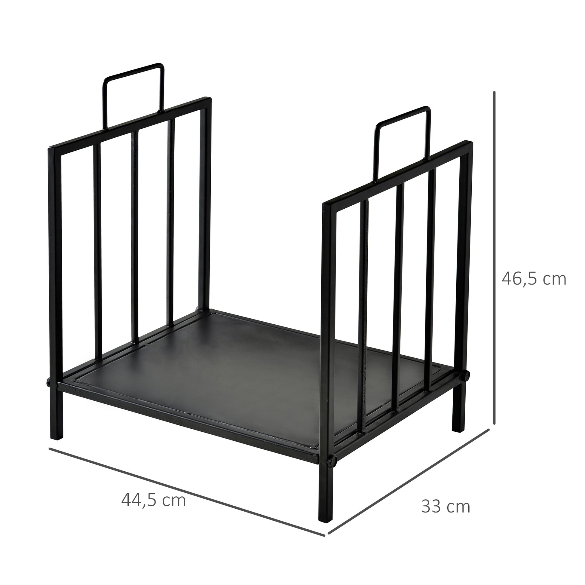Fireplace Wood Rack 44.5x33x46.5 cm Traditional Indoor and Outdoor Log Holder Wood Storage Firewood Stand with Handles Elevated Design Black