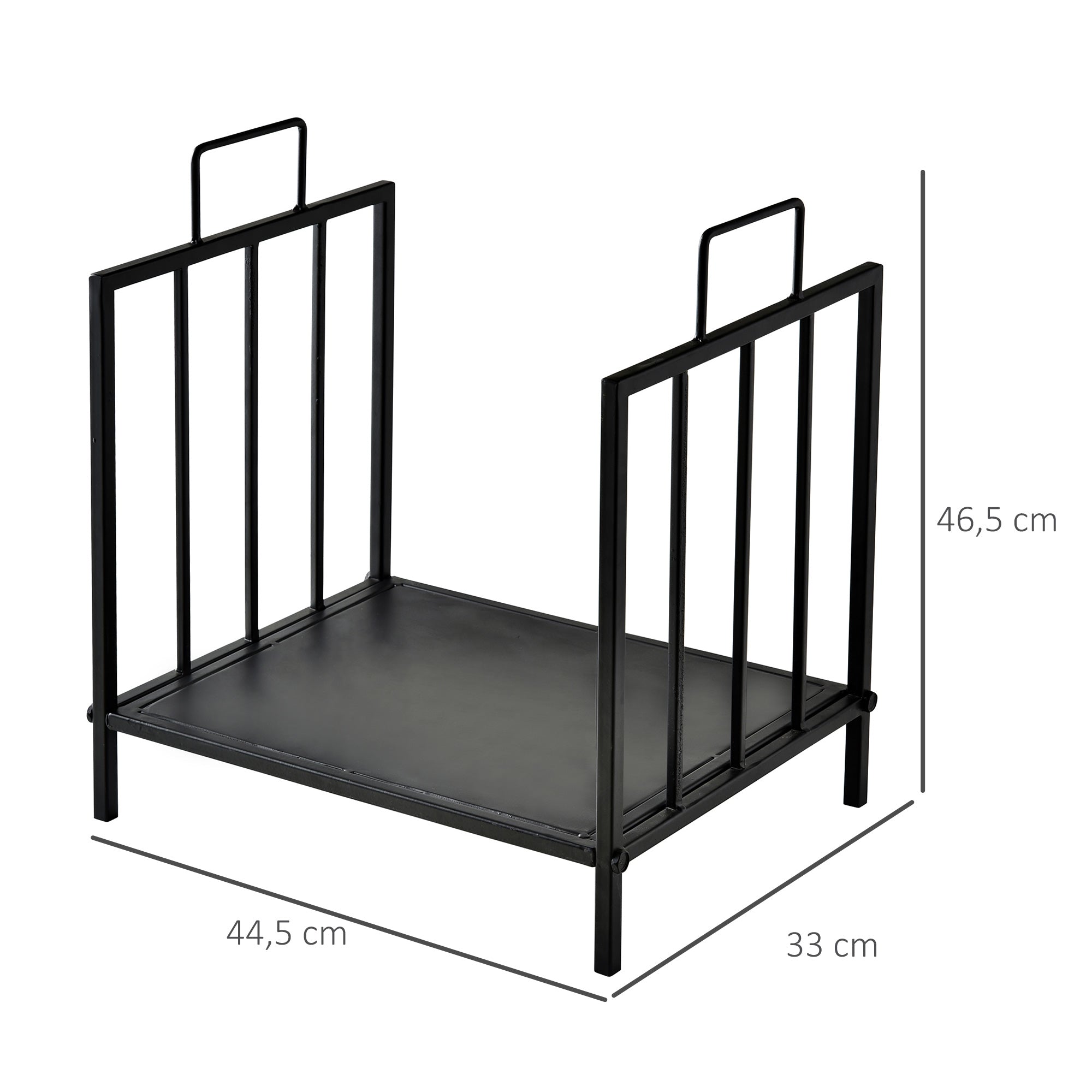 Fireplace Wood Rack 44.5x33x46.5 cm Traditional Indoor and Outdoor Log Holder Wood Storage Firewood Stand with Handles Elevated Design Black