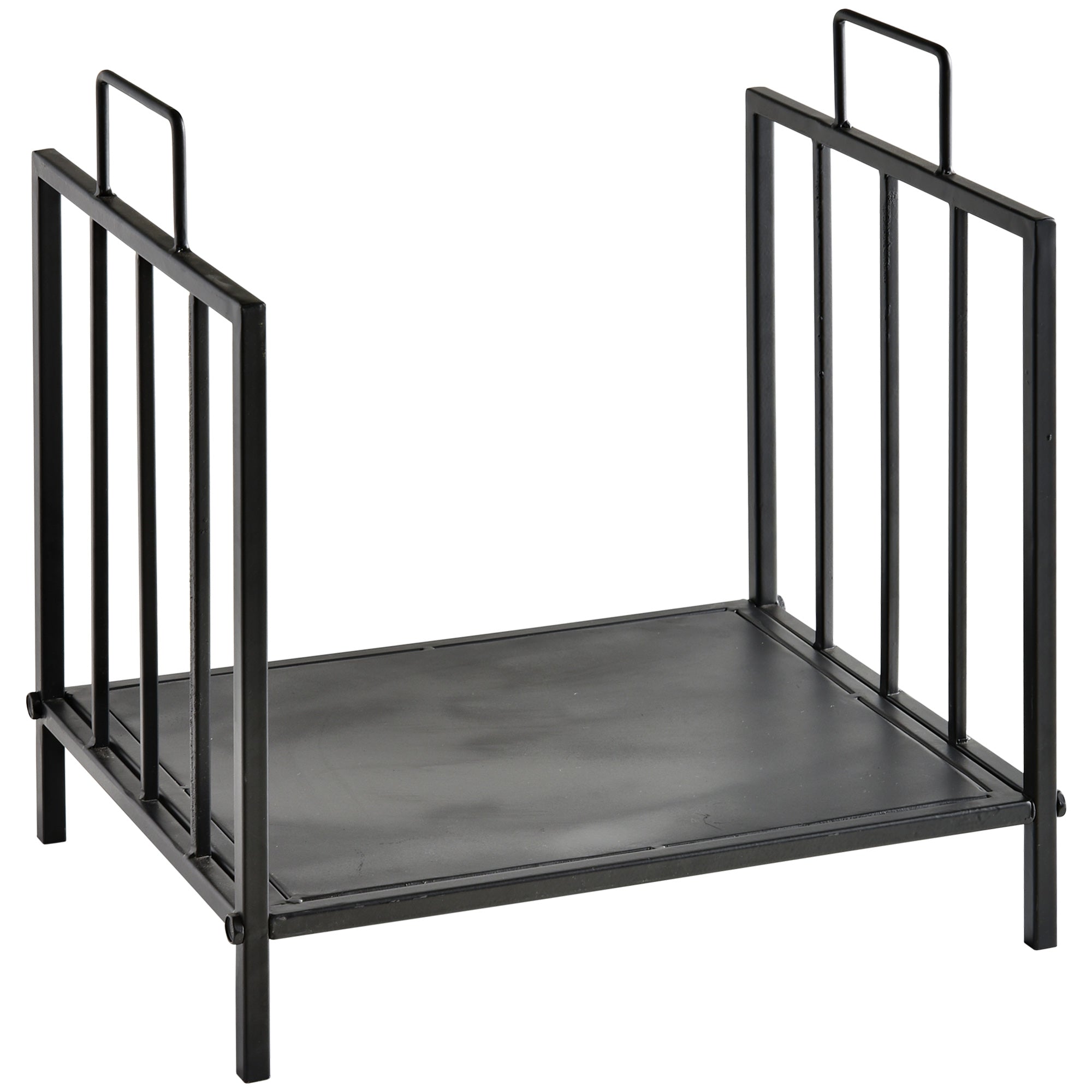 Fireplace Wood Rack 44.5x33x46.5 cm Traditional Indoor and Outdoor Log Holder Wood Storage Firewood Stand with Handles Elevated Design Black