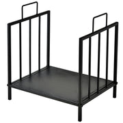 Fireplace Wood Rack 44.5x33x46.5 cm Traditional Indoor and Outdoor Log Holder Wood Storage Firewood Stand with Handles Elevated Design Black