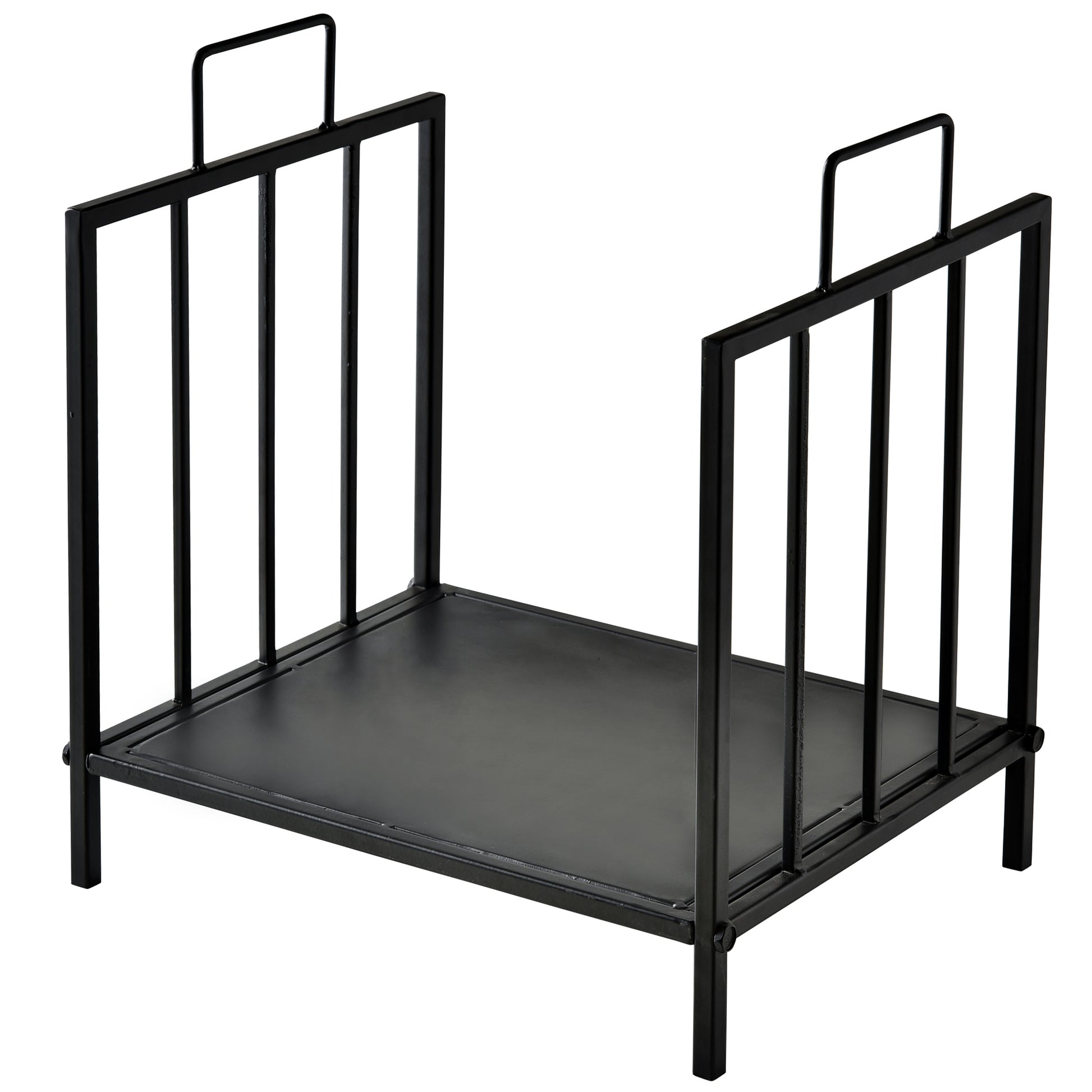 Fireplace Wood Rack 44.5x33x46.5 cm Traditional Indoor and Outdoor Log Holder Wood Storage Firewood Stand with Handles Elevated Design Black