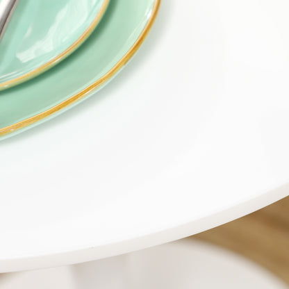 Dining Table, Round Kitchen Table, Modern Dining Table for 2 Persons, Bar Table with Steel Leg, Non-Slip Footrest, Coffee Table for Living Room, Ø70 x 75 cm, White