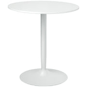 Dining Table, Round Kitchen Table, Modern Dining Table for 2 Persons, Bar Table with Steel Leg, Non-Slip Footrest, Coffee Table for Living Room, Ø70 x 75 cm, White