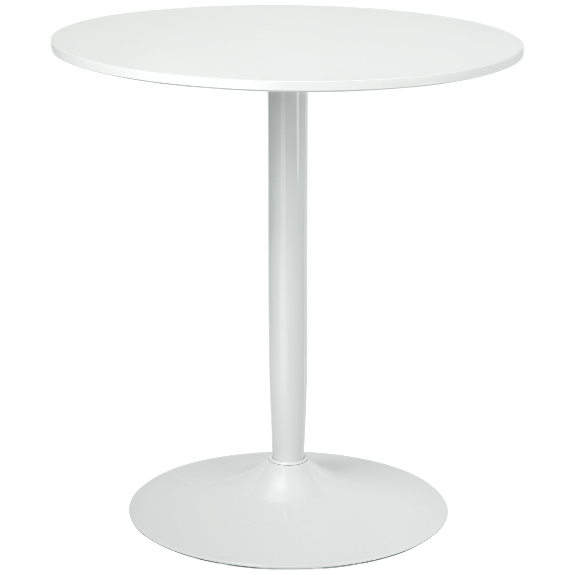 Dining Table, Round Kitchen Table, Modern Dining Table for 2 Persons, Bar Table with Steel Leg, Non-Slip Footrest, Coffee Table for Living Room, Ø70 x 75 cm, White