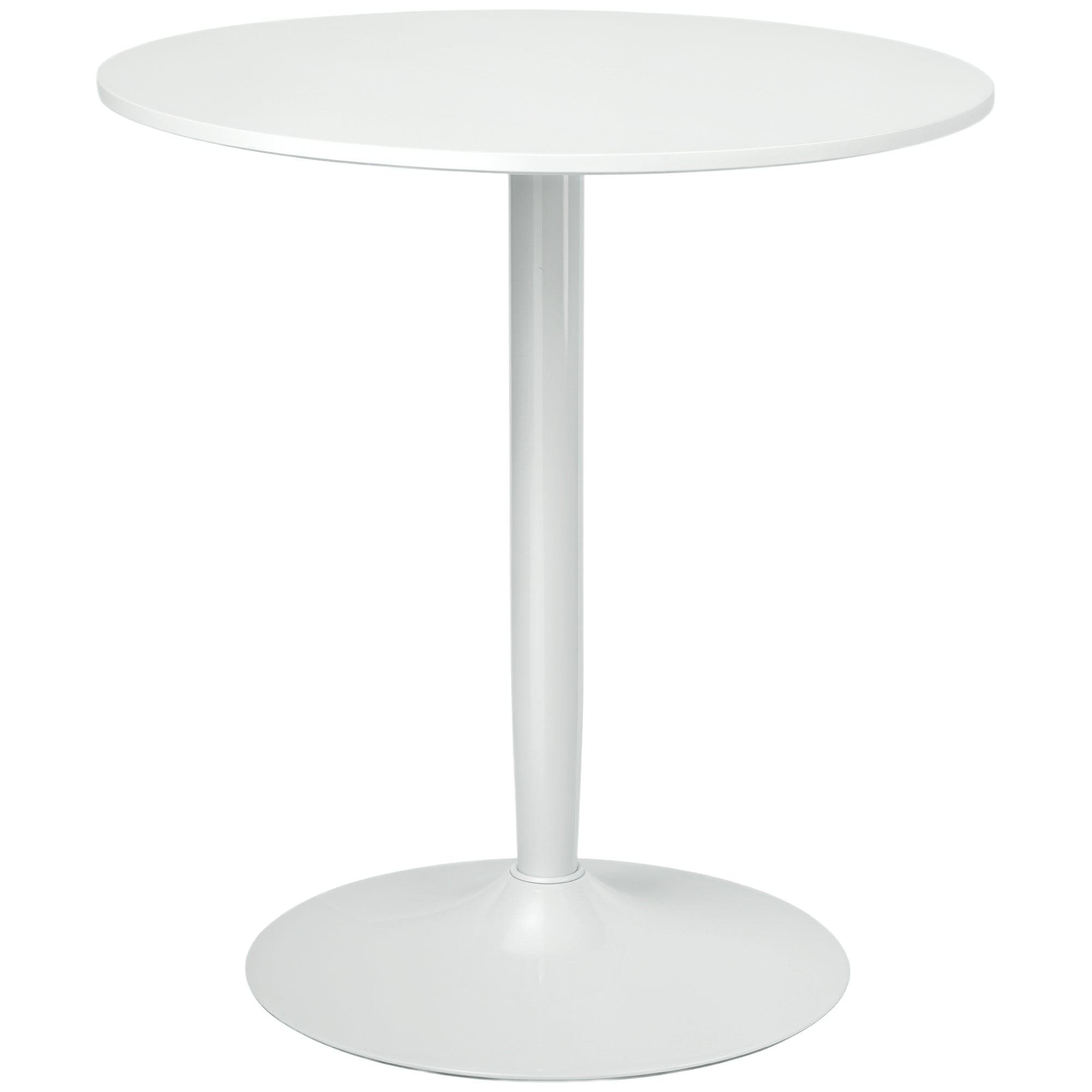 Dining Table, Round Kitchen Table, Modern Dining Table for 2 Persons, Bar Table with Steel Leg, Non-Slip Footrest, Coffee Table for Living Room, Ø70 x 75 cm, White