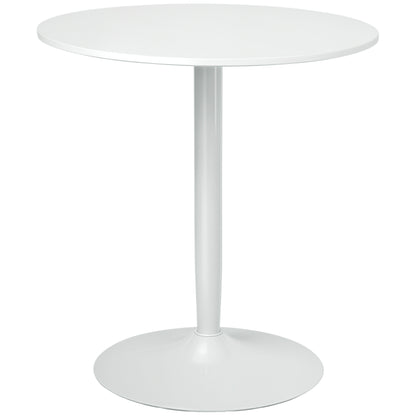 Dining Table, Round Kitchen Table, Modern Dining Table for 2 Persons, Bar Table with Steel Leg, Non-Slip Footrest, Coffee Table for Living Room, Ø70 x 75 cm, White
