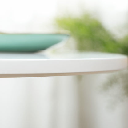 Dining Table, Round Kitchen Table, Modern Dining Table for 2 Persons, Bar Table with Steel Leg, Non-Slip Footrest, Coffee Table for Living Room, Ø70 x 75 cm, White