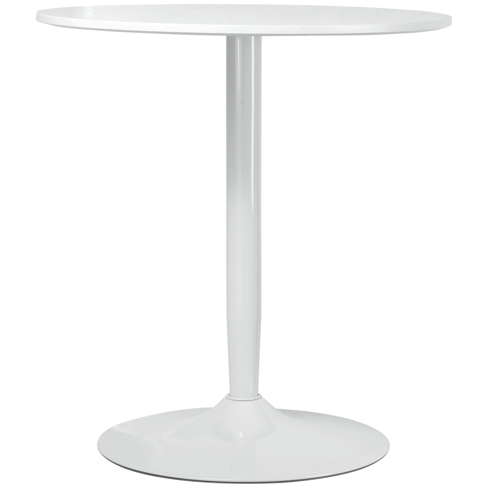 Dining Table, Round Kitchen Table, Modern Dining Table for 2 Persons, Bar Table with Steel Leg, Non-Slip Footrest, Coffee Table for Living Room, Ø70 x 75 cm, White