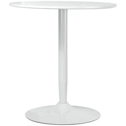 Dining Table, Round Kitchen Table, Modern Dining Table for 2 Persons, Bar Table with Steel Leg, Non-Slip Footrest, Coffee Table for Living Room, Ø70 x 75 cm, White