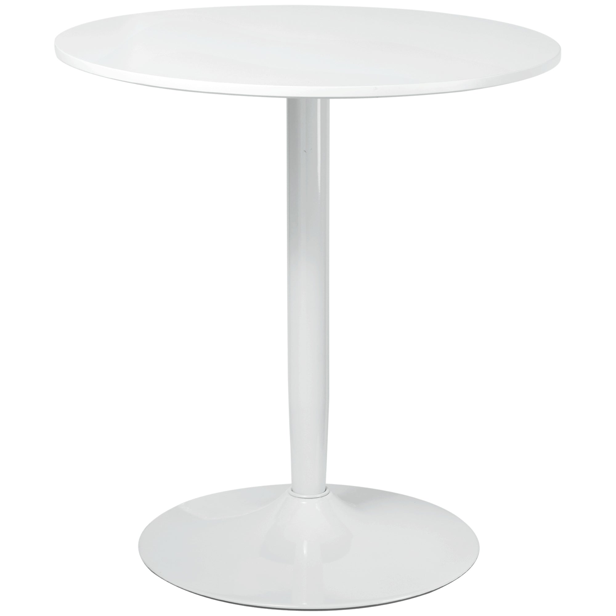 Dining Table, Round Kitchen Table, Modern Dining Table for 2 Persons, Bar Table with Steel Leg, Non-Slip Footrest, Coffee Table for Living Room, Ø70 x 75 cm, White
