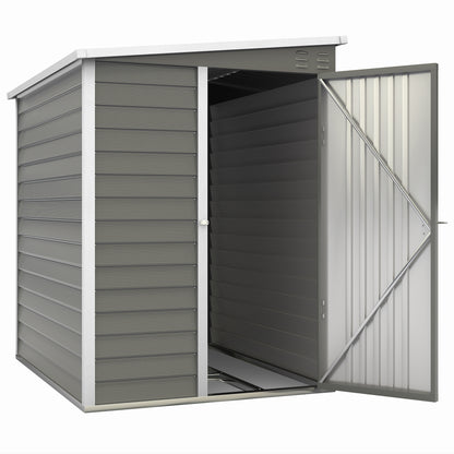 Metal Tool Shed 2.3m² 142x184x181cm Storage Shed with Foundation Pent Roof Window Lockable Door Gloves Weatherproof Garden Shed Outdoor Garden Shed for Garden Backyard Light Gray