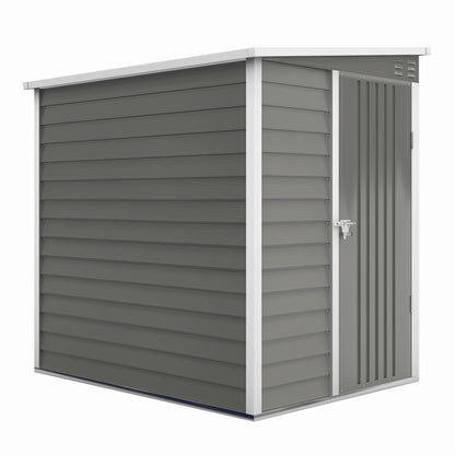 Metal Tool Shed 2.3m² 142x184x181cm Storage Shed with Foundation Pent Roof Window Lockable Door Gloves Weatherproof Garden Shed Outdoor Garden Shed for Garden Backyard Light Gray