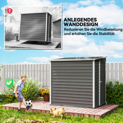 Metal Tool Shed 2.3m² 142x184x181cm Storage Shed with Foundation Pent Roof Window Lockable Door Gloves Weatherproof Garden Shed Outdoor Garden Shed for Garden Backyard Light Gray