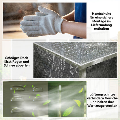 Metal Tool Shed 2.3m² 142x184x181cm Storage Shed with Foundation Pent Roof Window Lockable Door Gloves Weatherproof Garden Shed Outdoor Garden Shed for Garden Backyard Light Gray