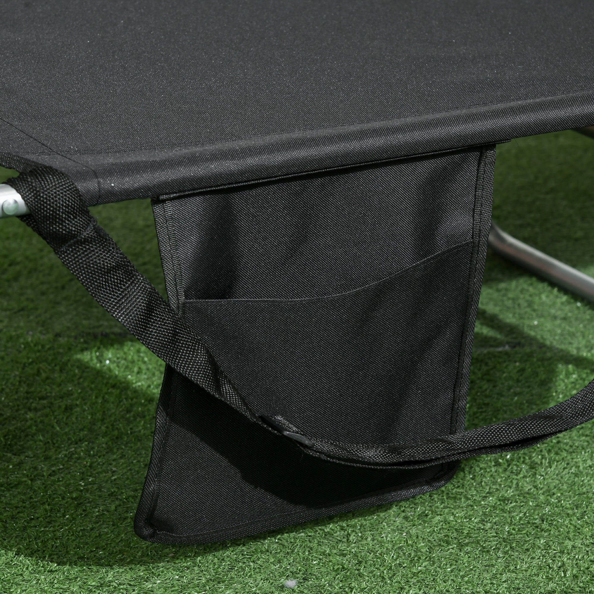 Folding Sun Lounger with Face Hole & Pillow — 5-Position Adjustable Backrest, Weather-Resistant Camping/Garden Chair, Up to 120 kg (≈265 lb), for Garden, Beach, Pool — Black