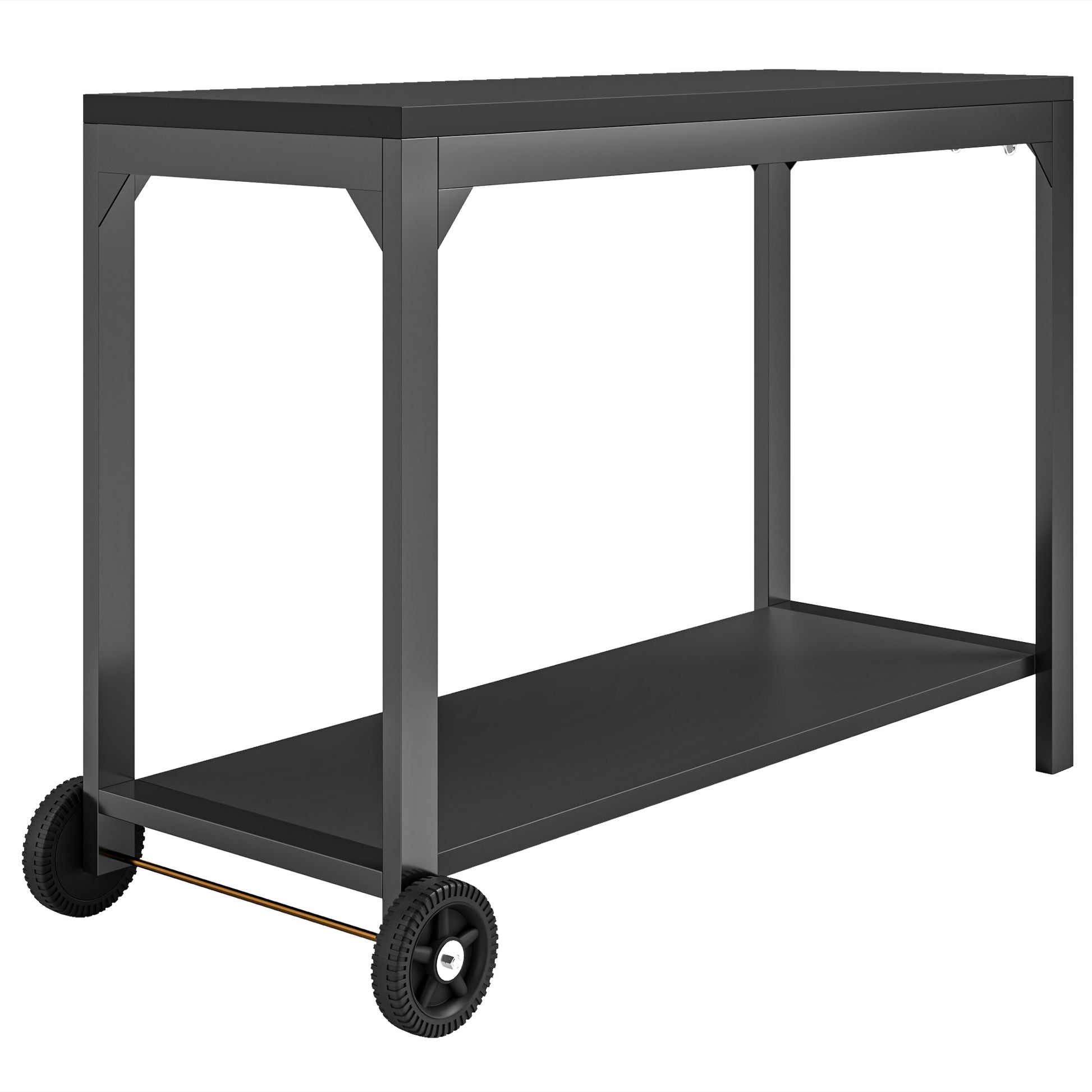 Steel Garden Trolley Plancha Cart Service Trolley with wheels Outdoor Trolley with worktop dim. 135L x 55W x 86.5H cm Black