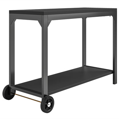 Steel Garden Trolley Plancha Cart Service Trolley with wheels Outdoor Trolley with worktop dim. 135L x 55W x 86.5H cm Black