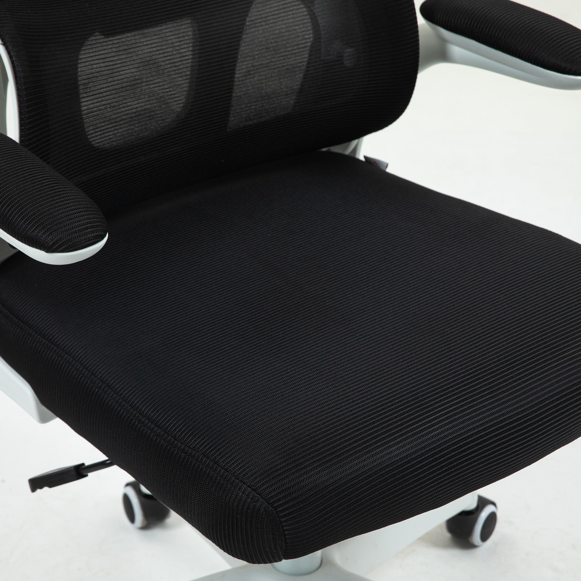 Ergonomic Office Chair with Flip-Up Armrests and Headrest, Swivel Desk Chair with Adjustable Height, Lumbar Support, and Rocking Function in Mesh Fabric for Study, Black
