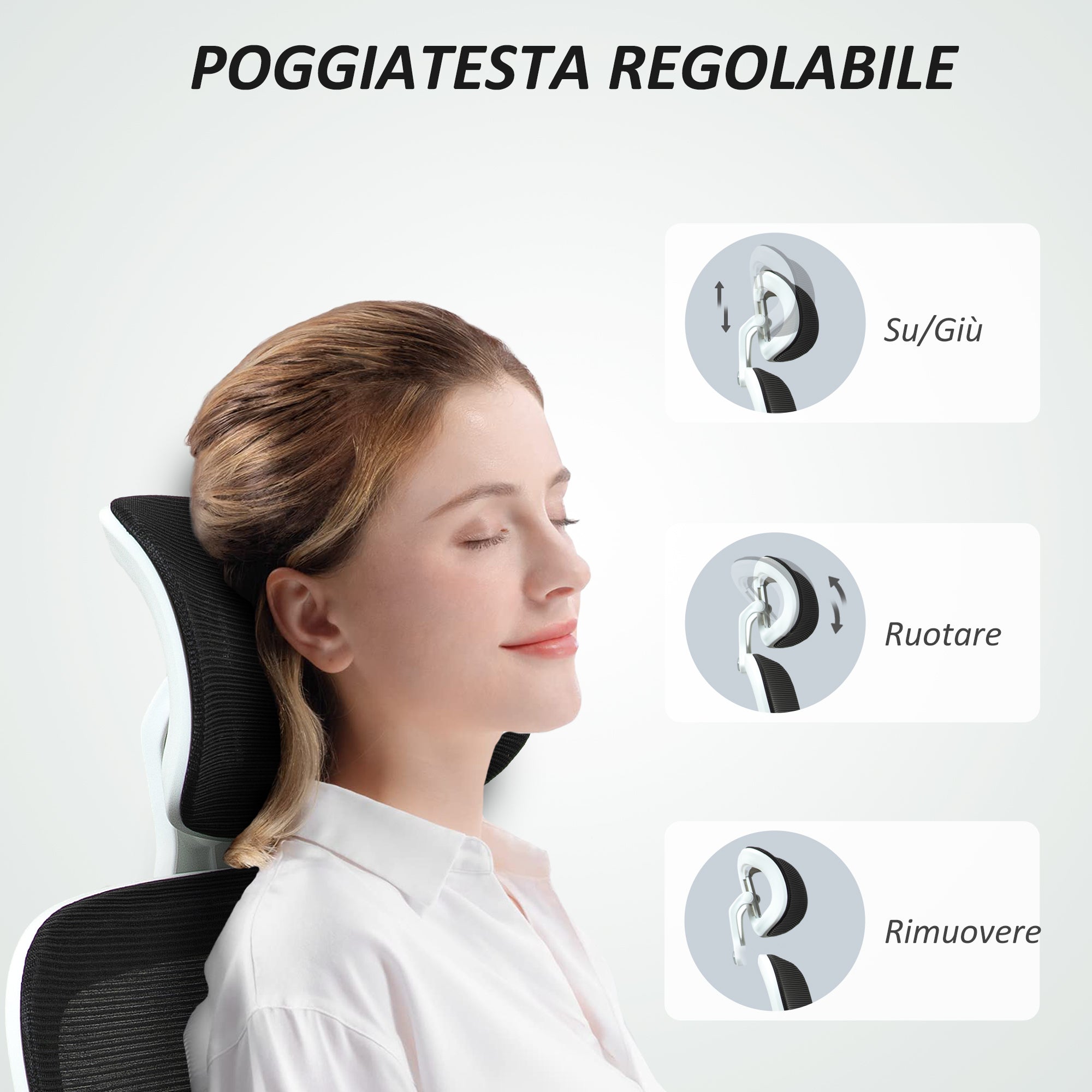 Ergonomic Office Chair with Flip-Up Armrests and Headrest, Swivel Desk Chair with Adjustable Height, Lumbar Support, and Rocking Function in Mesh Fabric for Study, Black