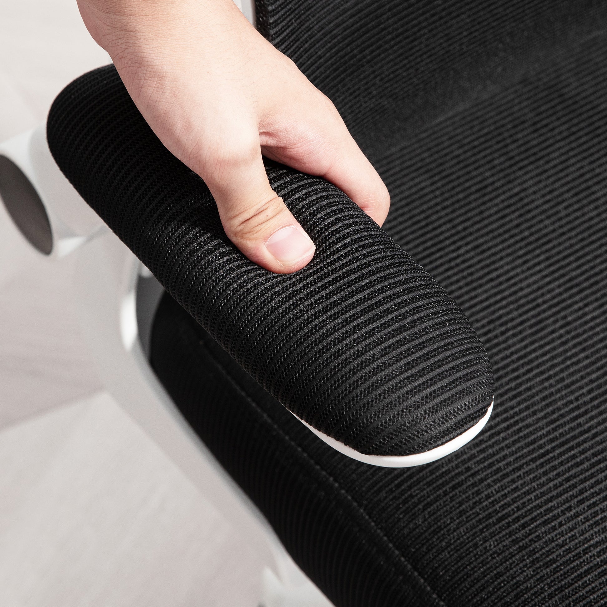 Ergonomic Office Chair with Flip-Up Armrests and Headrest, Swivel Desk Chair with Adjustable Height, Lumbar Support, and Rocking Function in Mesh Fabric for Study, Black