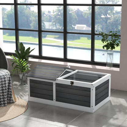 Wooden Enclosure Cage House for Small Pet Turtle with 2 Spaces 86 x 54 x 43 cm - Pine Wood