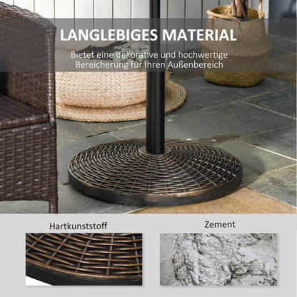 Sun Umbrella Stand Umbrella Holder Stand Base 25 kg Rattan Look Basket Stand Umbrella Ø35/Ø38/Ø48 mm Plastic + Cement Antique Bronze Ø53 x 40 cm