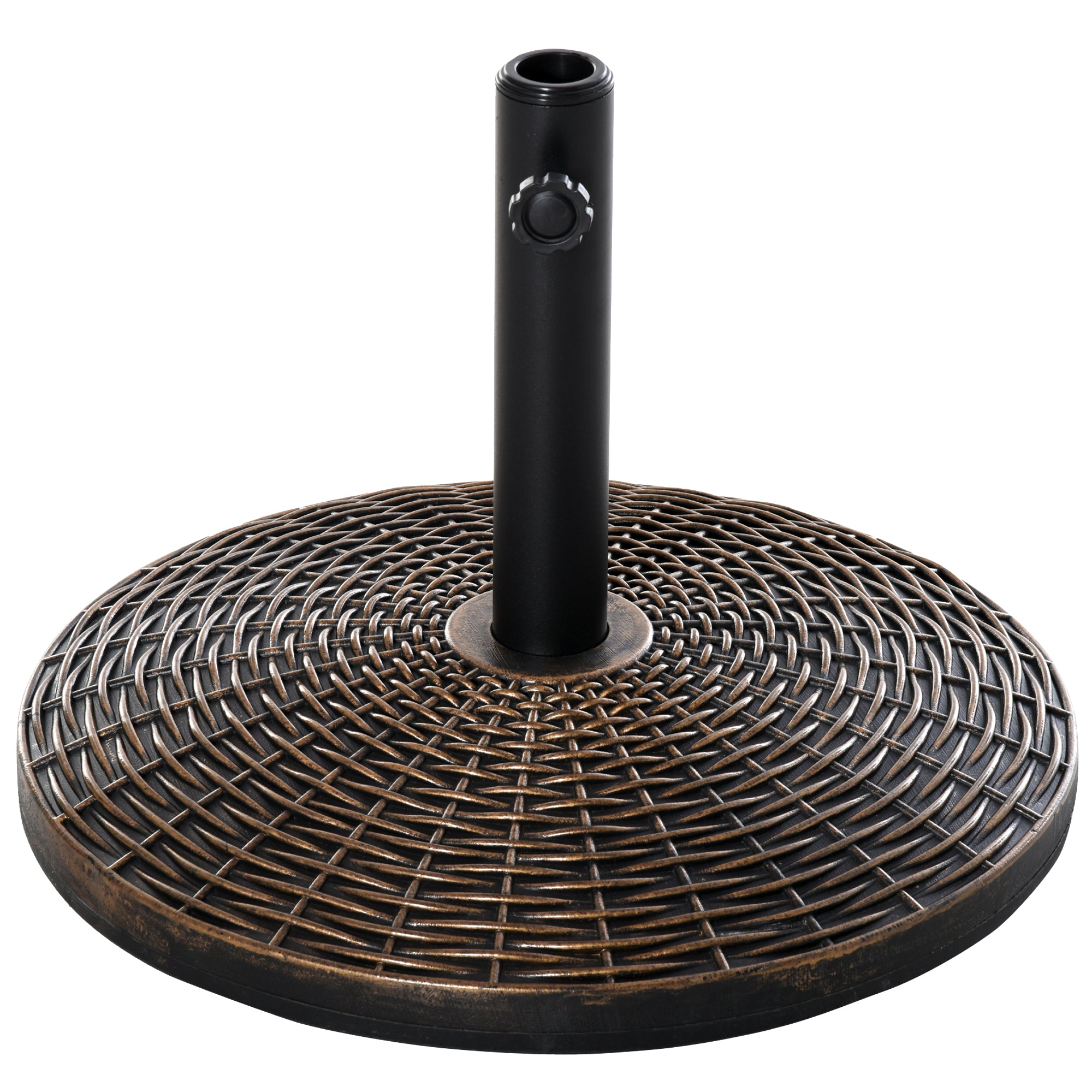 Sun Umbrella Stand Umbrella Holder Stand Base 25 kg Rattan Look Basket Stand Umbrella Ø35/Ø38/Ø48 mm Plastic + Cement Antique Bronze Ø53 x 40 cm