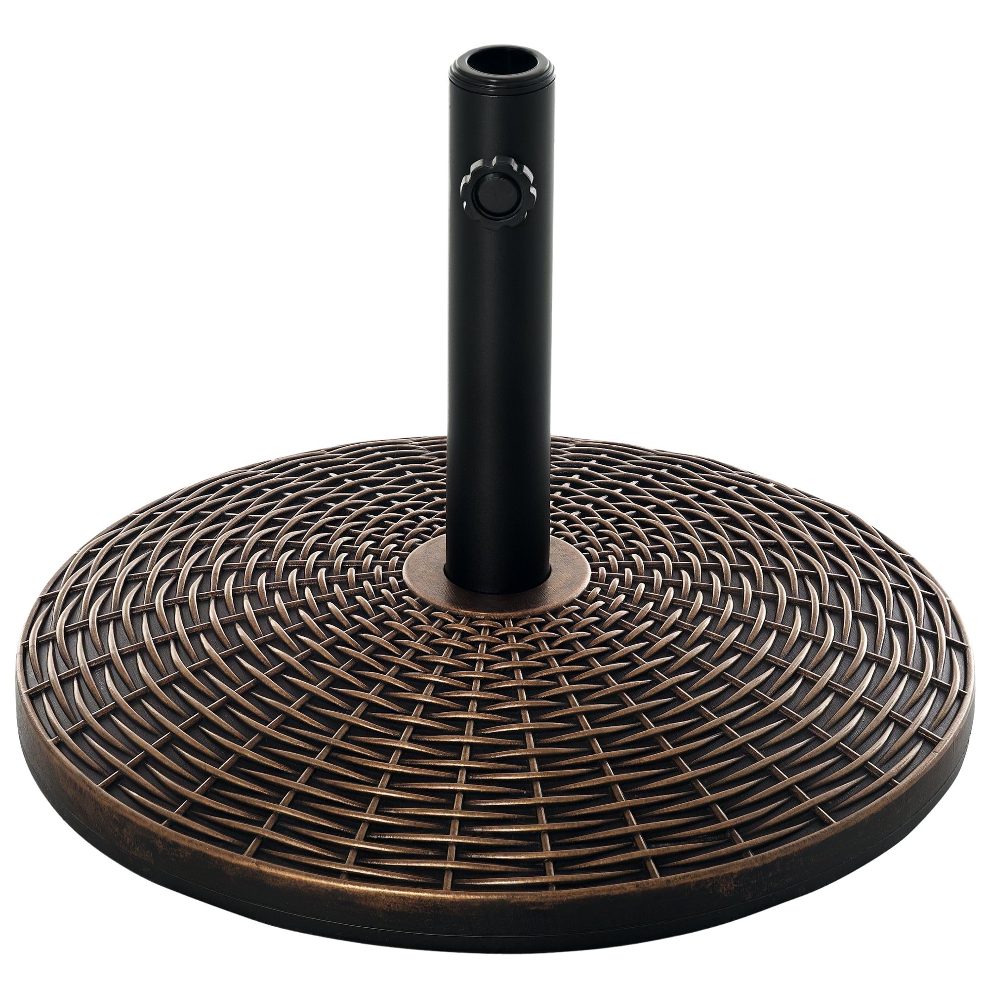 Sun Umbrella Stand Umbrella Holder Stand Base 25 kg Rattan Look Basket Stand Umbrella Ø35/Ø38/Ø48 mm Plastic + Cement Antique Bronze Ø53 x 40 cm