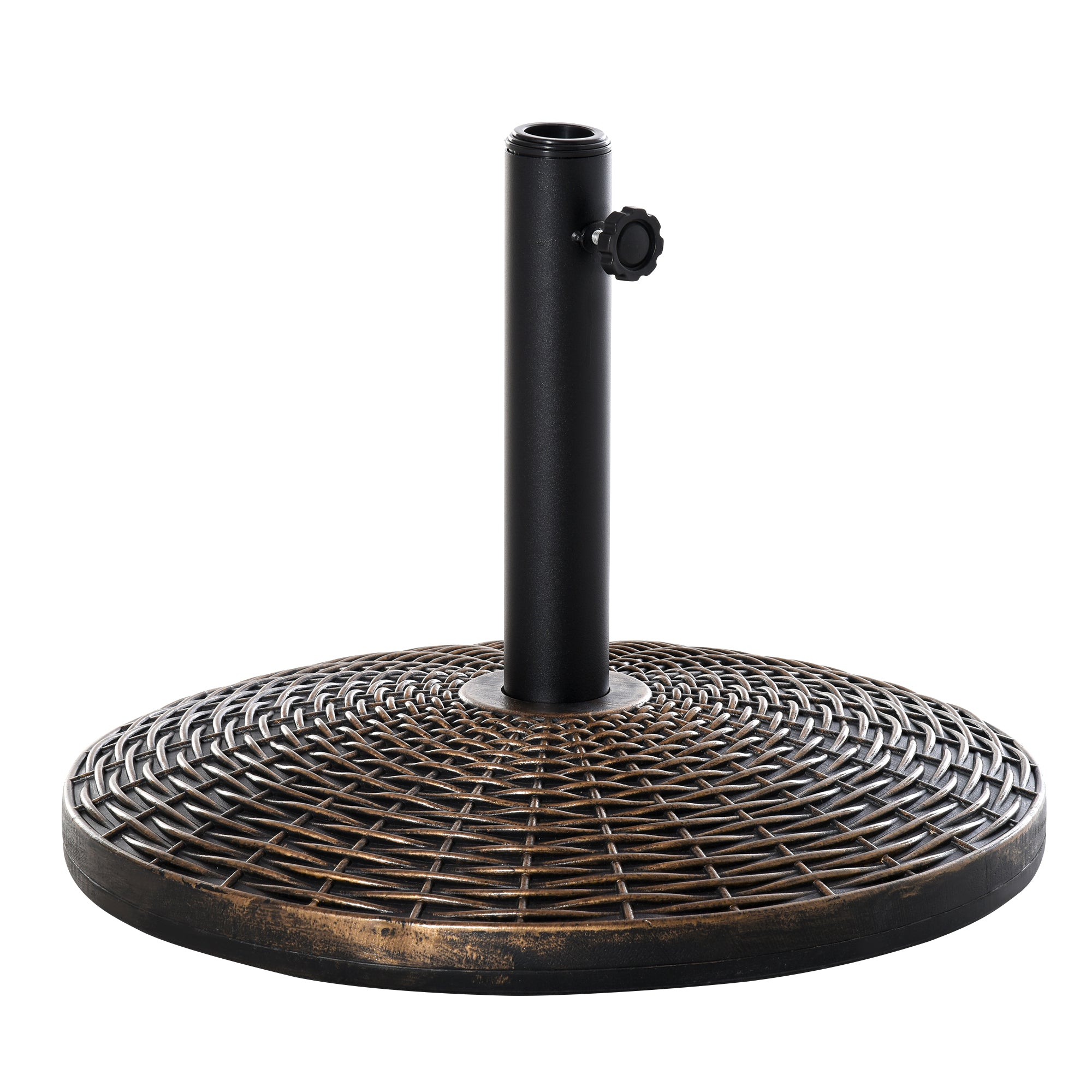 Sun Umbrella Stand Umbrella Holder Stand Base 25 kg Rattan Look Basket Stand Umbrella Ø35/Ø38/Ø48 mm Plastic + Cement Antique Bronze Ø53 x 40 cm