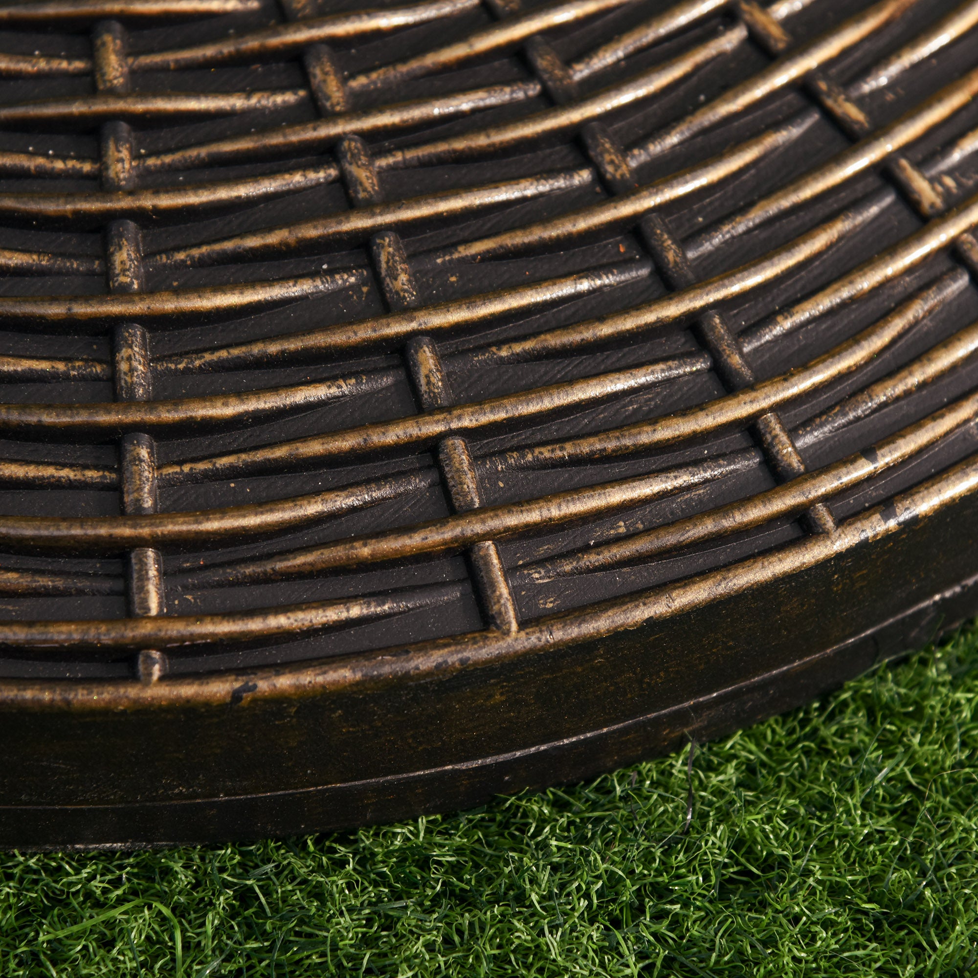 Sun Umbrella Stand Umbrella Holder Stand Base 25 kg Rattan Look Basket Stand Umbrella Ø35/Ø38/Ø48 mm Plastic + Cement Antique Bronze Ø53 x 40 cm