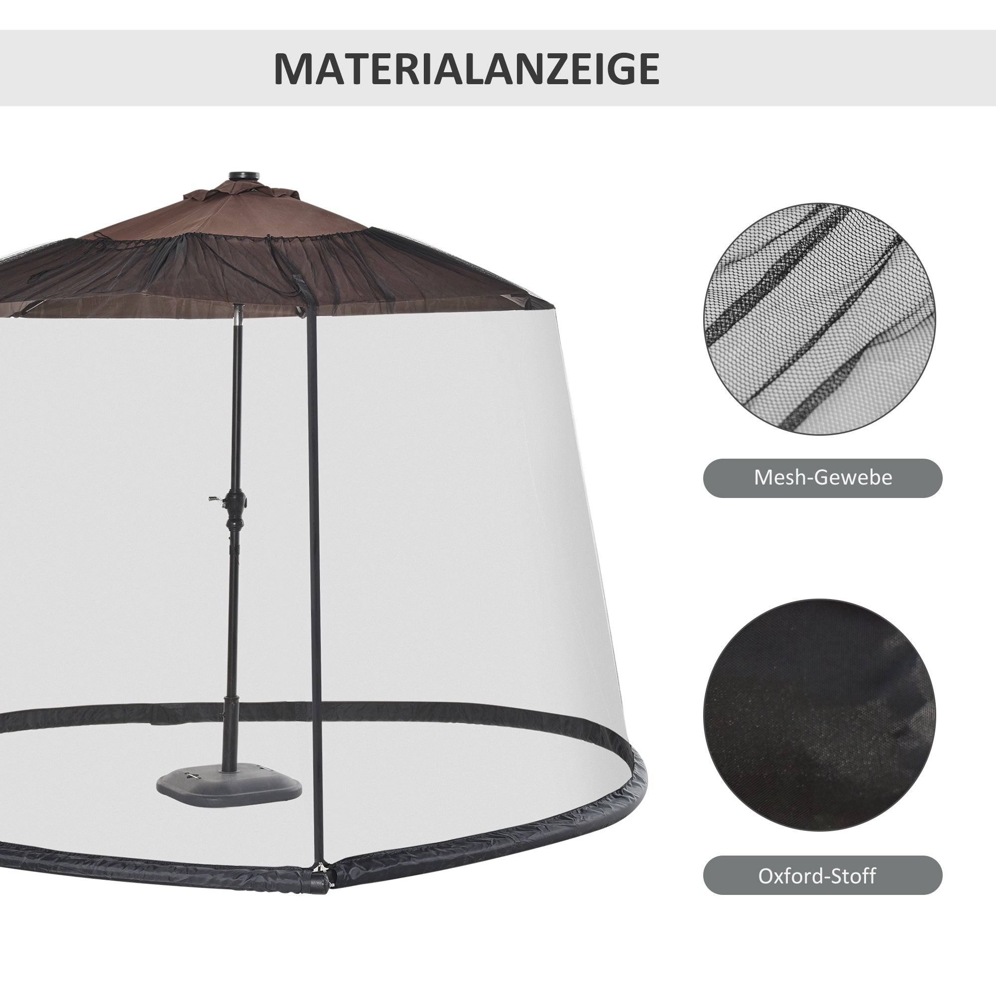 Mosquito Net for Parasols 300 cm Insect Net with Zipper Fly Screen Umbrella Mosquito Net Insect Protection for Outdoor Garden Terraces, Black