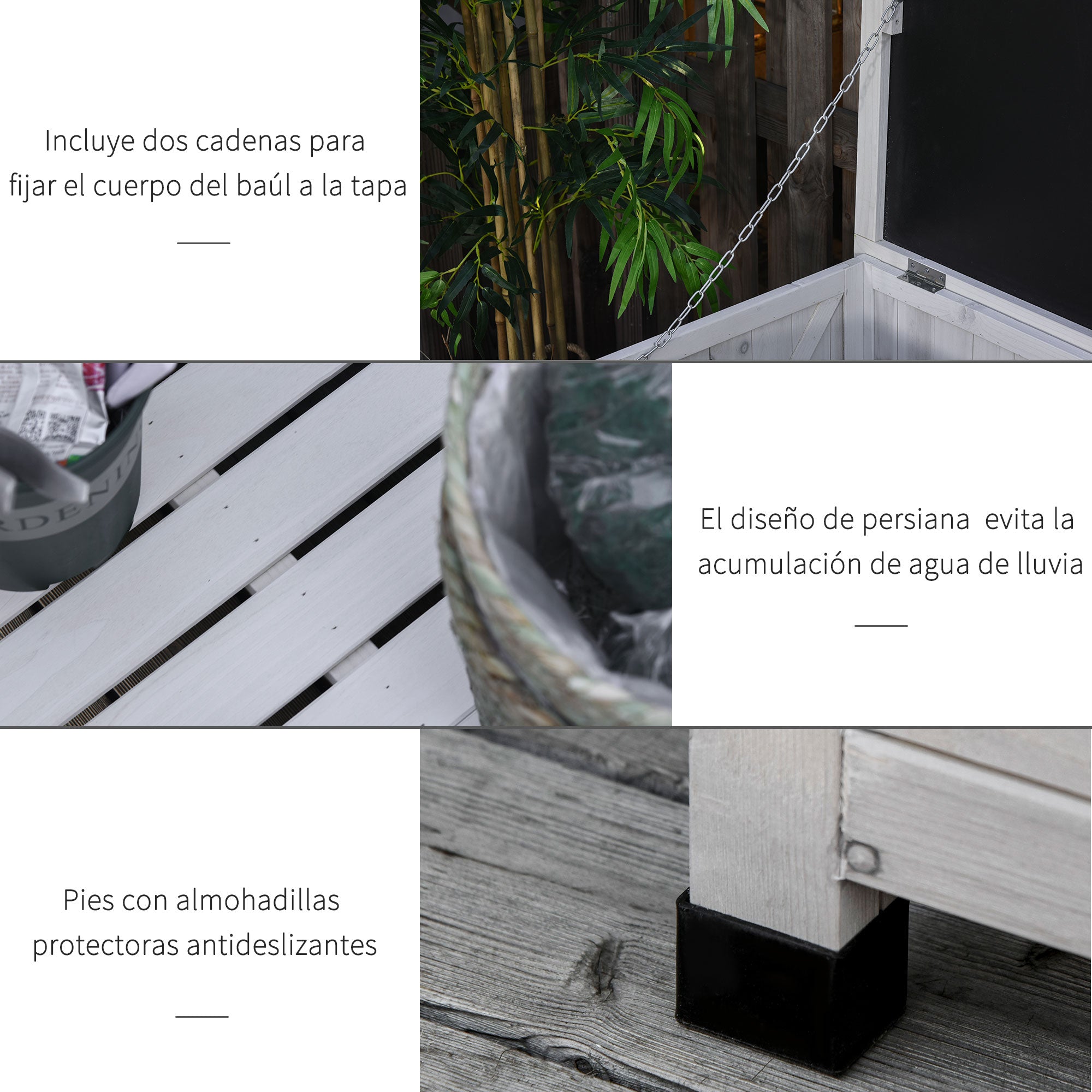 Outdoor Storage Chest 284L Garden Wooden Box Waterproof with Openable Lid and Shutter Design 127x56x60 cm White