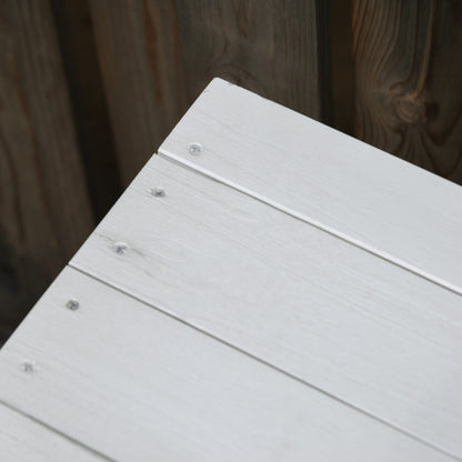 Outdoor Storage Chest 284L Garden Wooden Box Waterproof with Openable Lid and Shutter Design 127x56x60 cm White