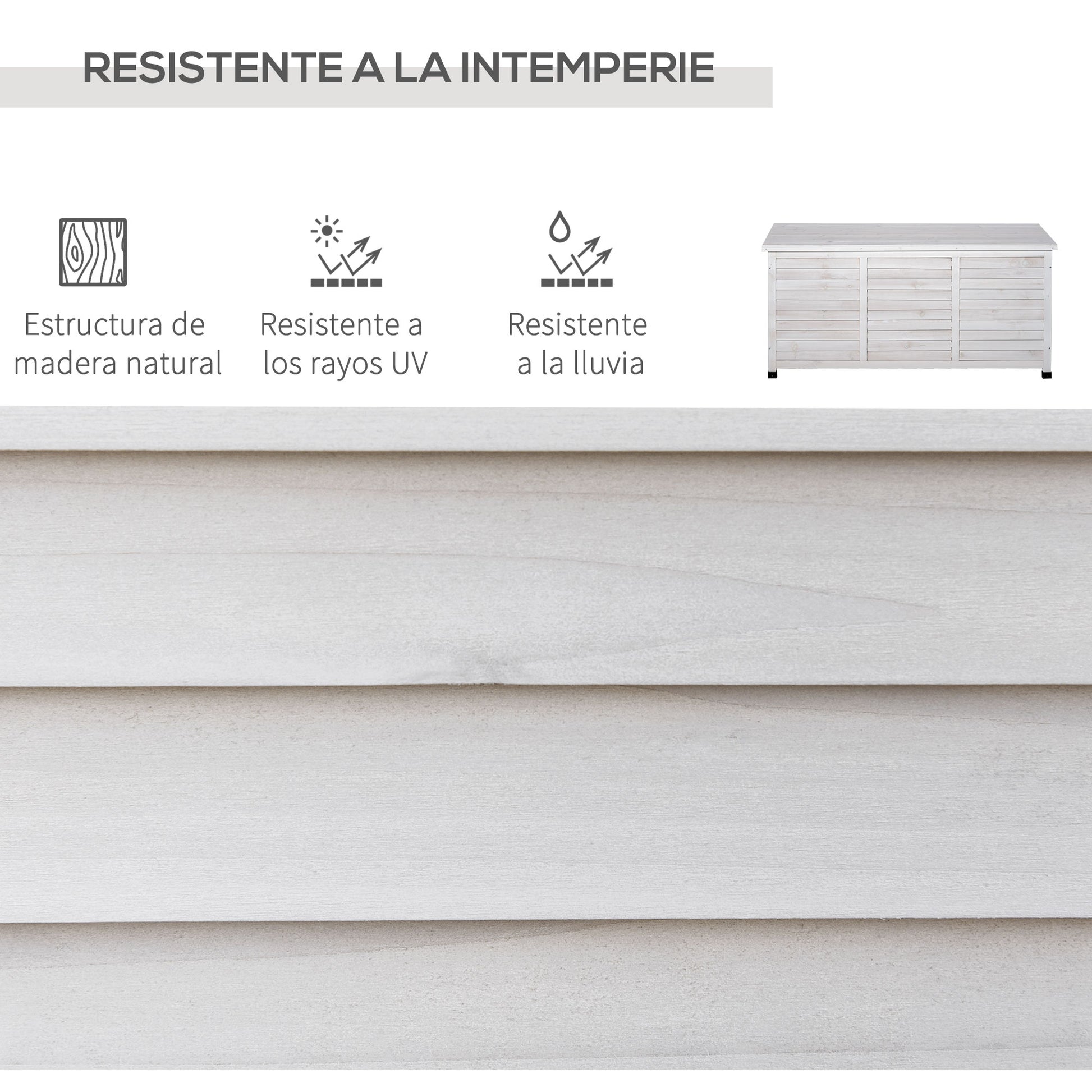 Outdoor Storage Chest 284L Garden Wooden Box Waterproof with Openable Lid and Shutter Design 127x56x60 cm White