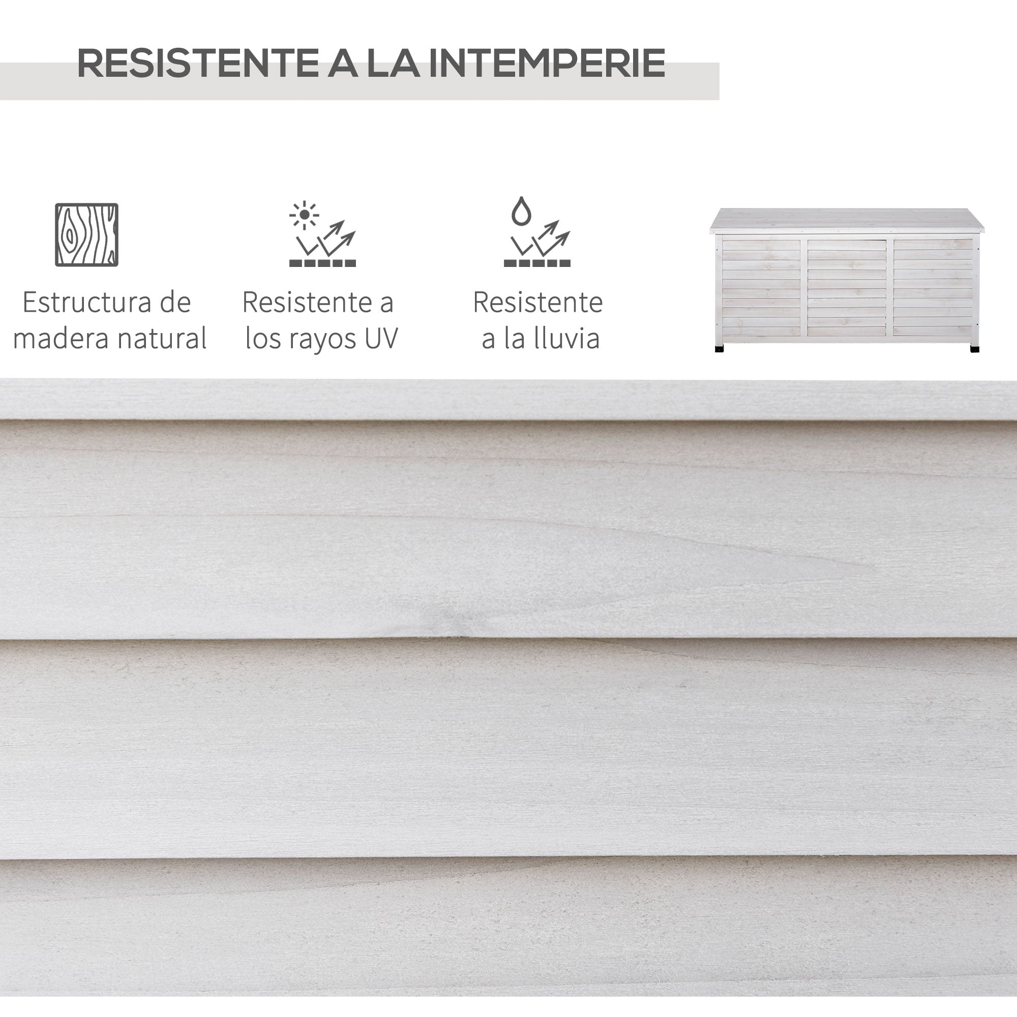 Outdoor Storage Chest 284L Garden Wooden Box Waterproof with Openable Lid and Shutter Design 127x56x60 cm White