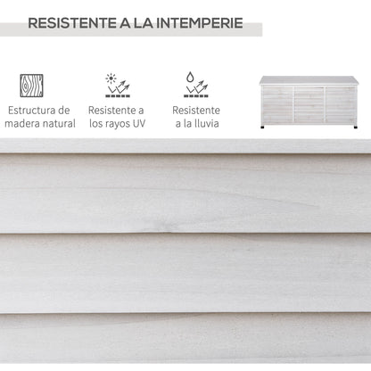 Outdoor Storage Chest 284L Garden Wooden Box Waterproof with Openable Lid and Shutter Design 127x56x60 cm White
