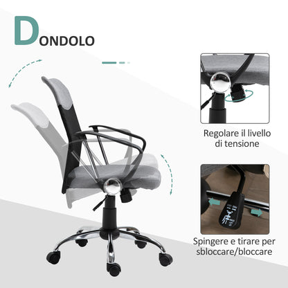 Gray Fabric Office Chair, Swivel and Ergonomic Desk Chair, 60 x 66 x 91-101cm